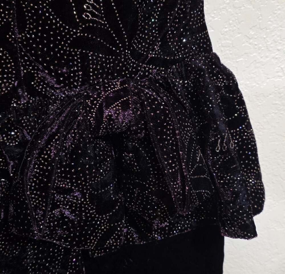 Vintage Jessica Howard dress 80's Womens 10 cocktail Puff Sleeve Velvet Sheath - Picture 3 of 16
